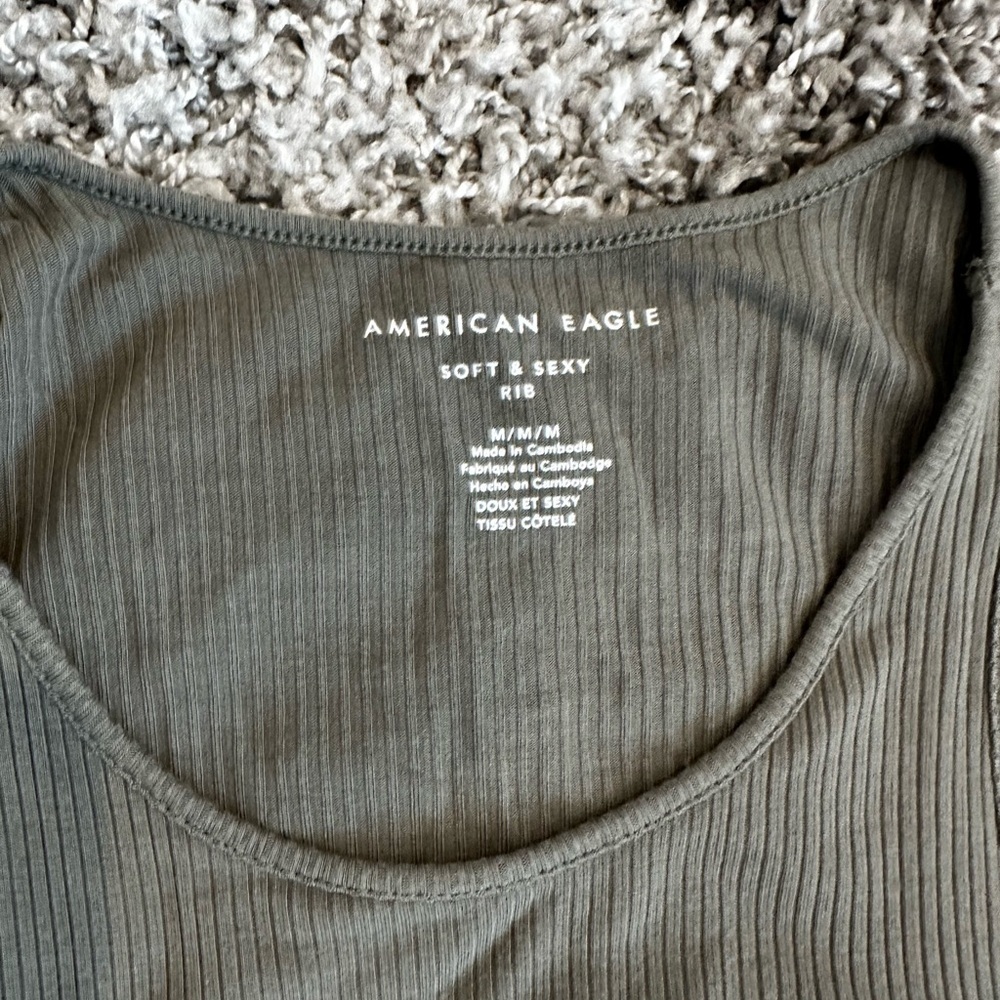 American Eagle Outfitters Ribbed Tank Top - Dark Green - Picture 2 of 3